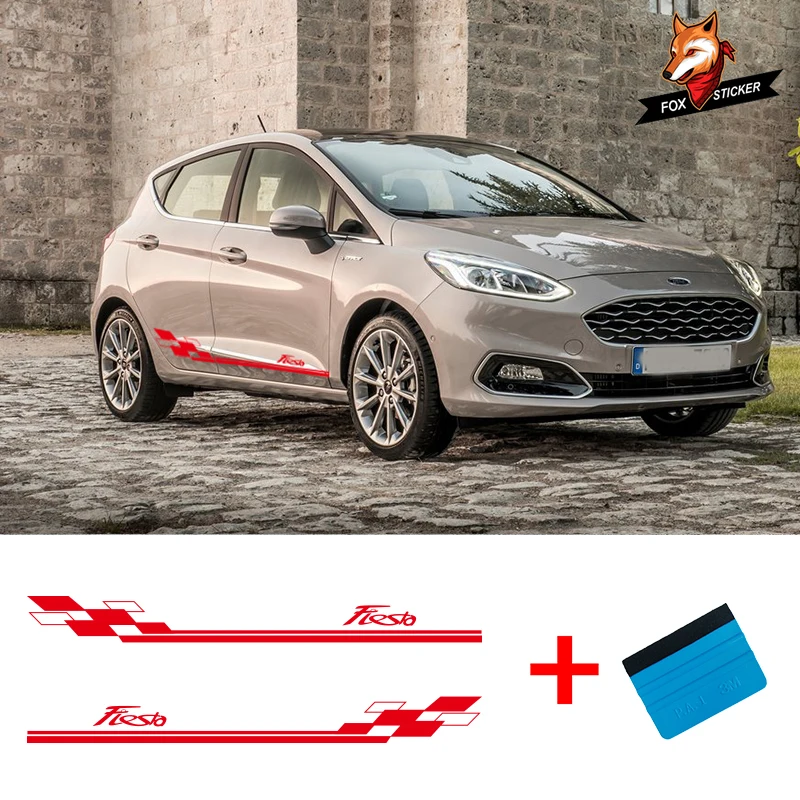 

2 Sides Vehicle Auto Decals Wraps Body Graphics Fiesta Vinyl Car Van Styling Side Stripes Sticker For Ford Fiesta