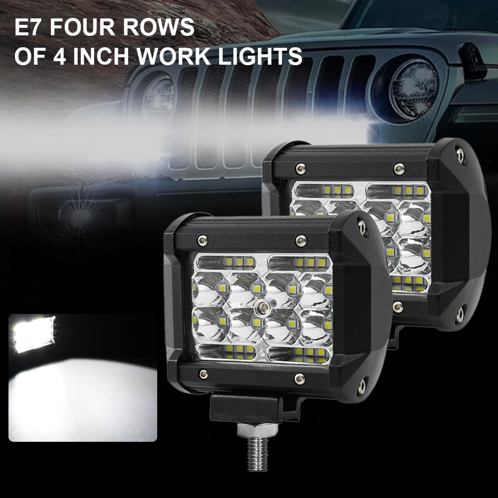 

Waterproof 4"7" LED Light Bar Square Flood Light 60W Off Road Lights Fog Light Driving LED Work Light for Boat Tractor Truck