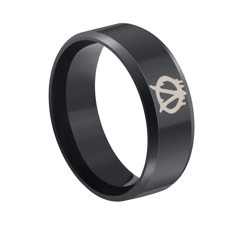 Горячая продажа V для Vendetta кольцо из черной титановой стали костюмированной