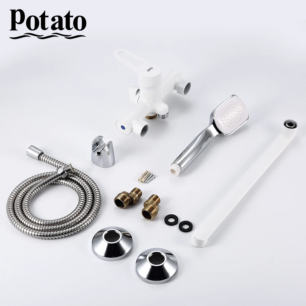 potato bathroom shower faucet single handle wall mounted hot and cold water with shower head p22270 free global shipping