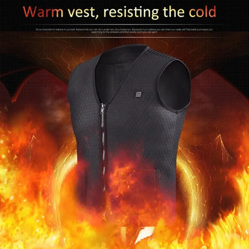 

USB Heated Vest V Neck Heating Over Size Men Women Sportswear Electric Heated Vest Coat For Outdoor Camping