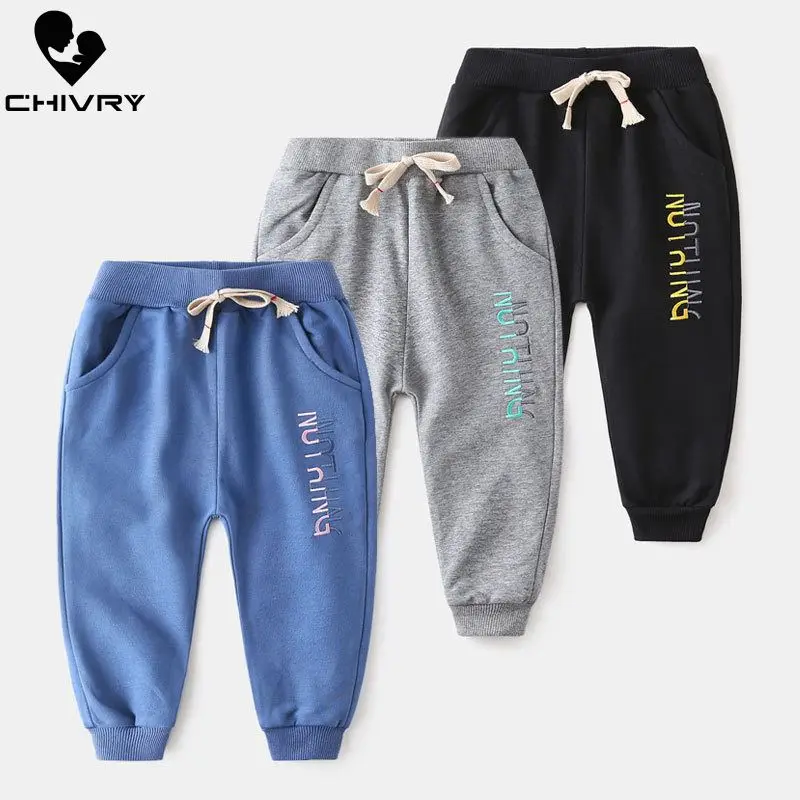 Осень 2019 новинка детские шаровары для мальчиков с буквенной вышивкой спортивные