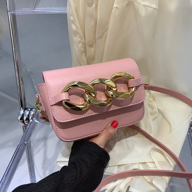 

Thick texture chain female bag new trendy fashion crossbody bags for women small square bag popular one-shoulder messenger bag
