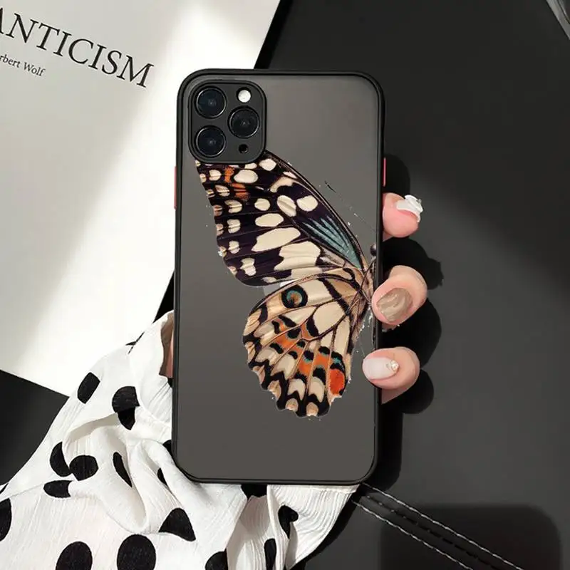 

Cute Butterfly Phone Cases Matte Transparent for iPhone 7 8 11 12 s mini pro X XS XR MAX Plus cover funda