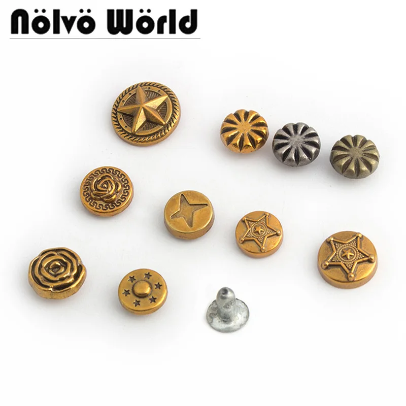 10-50-200pcs 8 styles 9-10-11-14mm Metal Studs Rivets Spikes Punk Rivet for Clothes Bag Bracelet Shoes Rivets Wholesale