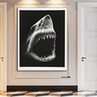 Картины на холсте с изображением черно-белых акул, настенные картины с изображением животных, холст с изображением акул, настенные плакаты для домашнего декора
