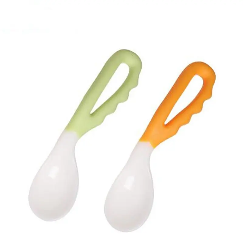 1pc Baby food supplement feeding spoon curved handle easy to grasp children tableware baby diet training children's products