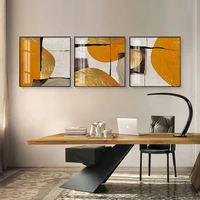 abstract luxury orange gold painting nordic scandinavian posters prints canvas wall art pictures for living room bedroom pop art