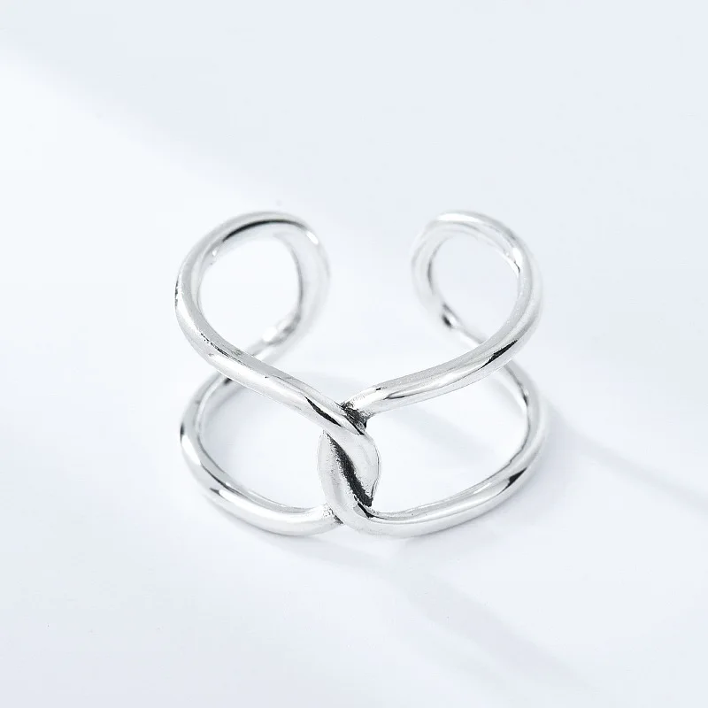 

925 Sterling Silver Rings For Women Geometry Crossing Ring Anillos De Plata De Ley Mujer Zilveren Ringen Fine Jewelry