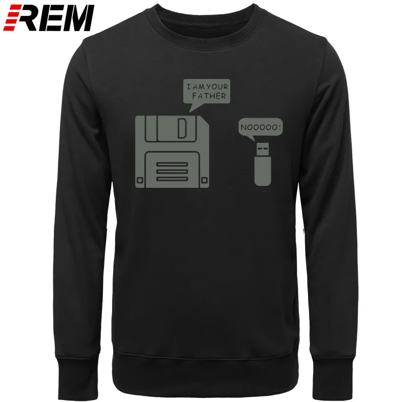 REM USB дискета я ваш отец мужские хлопковые с длинным рукавом юмором диск повседневные Camisetas Hombre мужские кофты с капюшоном, толстовки - Цвет: BLACK GRAY