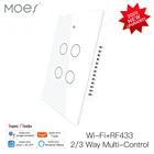 Умный стеклянный панельный переключатель Moes Smart LifeTuya App, мультиконтроль, Голосовое управление с Alexa,Google Home,4 клавиши