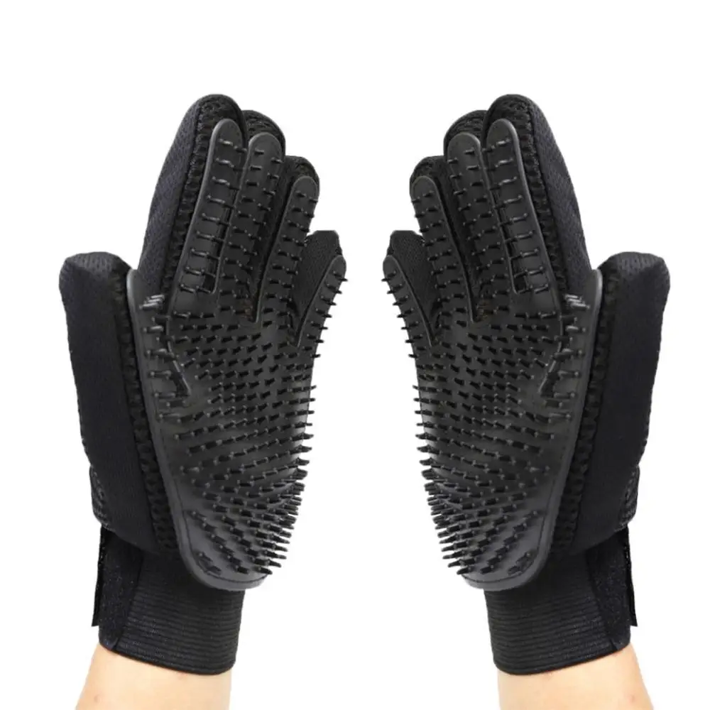 Перчатки для груминга домашних животных щетка чистки шерсти собак и кошек черная