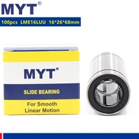 100pcs myt high precision lme16luu 16x26x68 mm long type linear motion ball bearing for cnc router parts