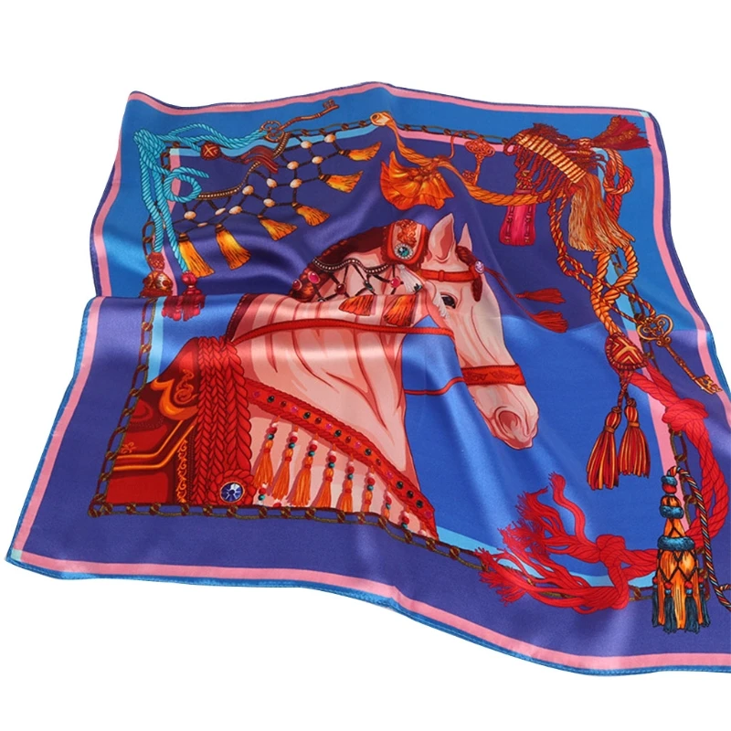 

Women's Fashion Pattern Large Square Silk Headscarf 53x53cm Printed Silk Scarves High Quality Soft Neckerchief