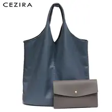 CEZIRA Fashion Individual Design Shoulder Bag For Women Vegan Leather Tote Two Colors Reversible Ladies PU Hobo Coin Purse Femal