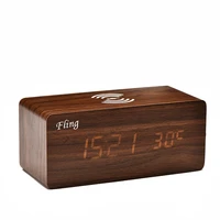 fling alarm clock stylish wireless charging wooden watch desktop led digital clock holiday gifts home decroration