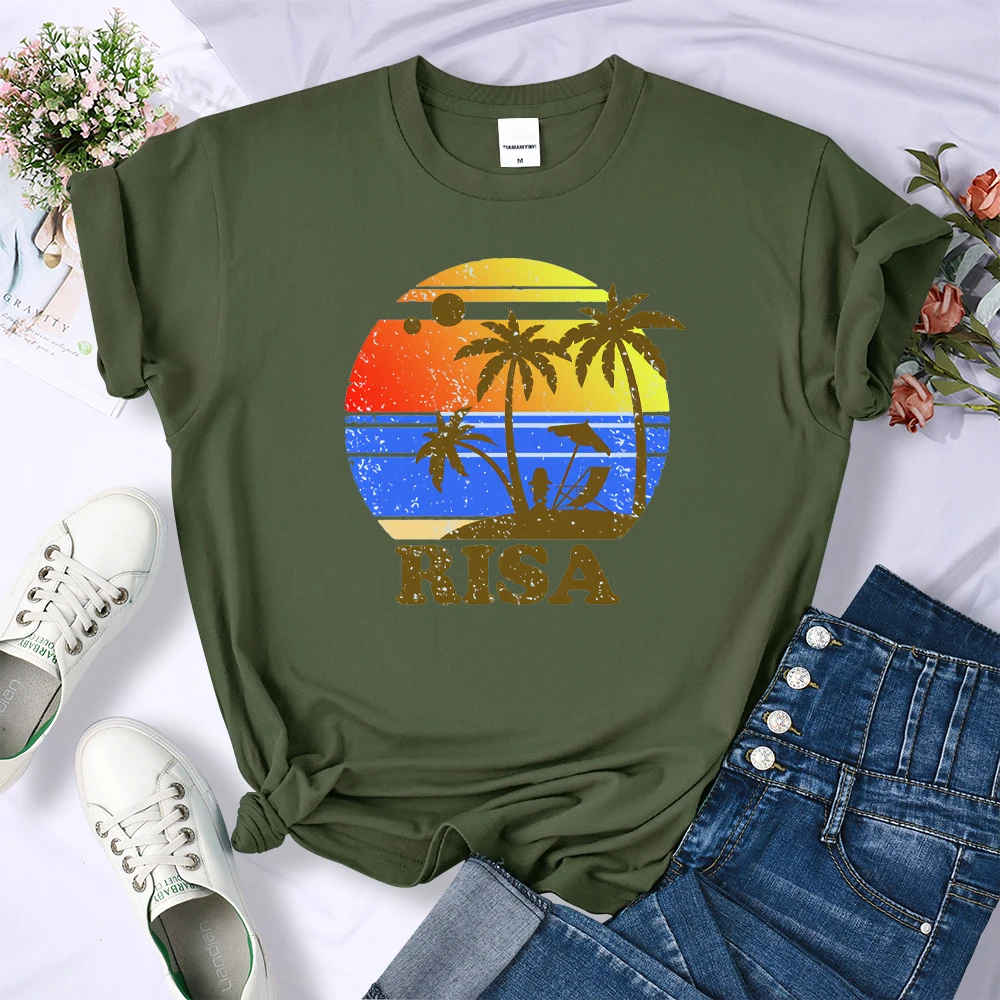 

RISA Retro 2 Print Woman T-shirts Graphic Anime Simplicity Tops Fashion Oversized Cotton T Shirt Summer Harajuku Tshirts Woman