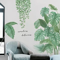 creative green plants wall sticker living room bedroom background home decoration wallpaper for wall decals combination stickers