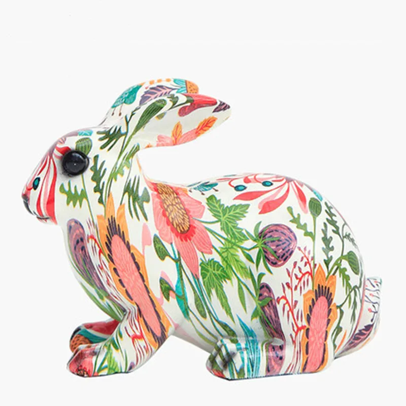 

Nordic Modern Crafts Color Rabbit Creative Wedding Gift Cute Home Sculpture Living Room Bedroom Decorations M2367