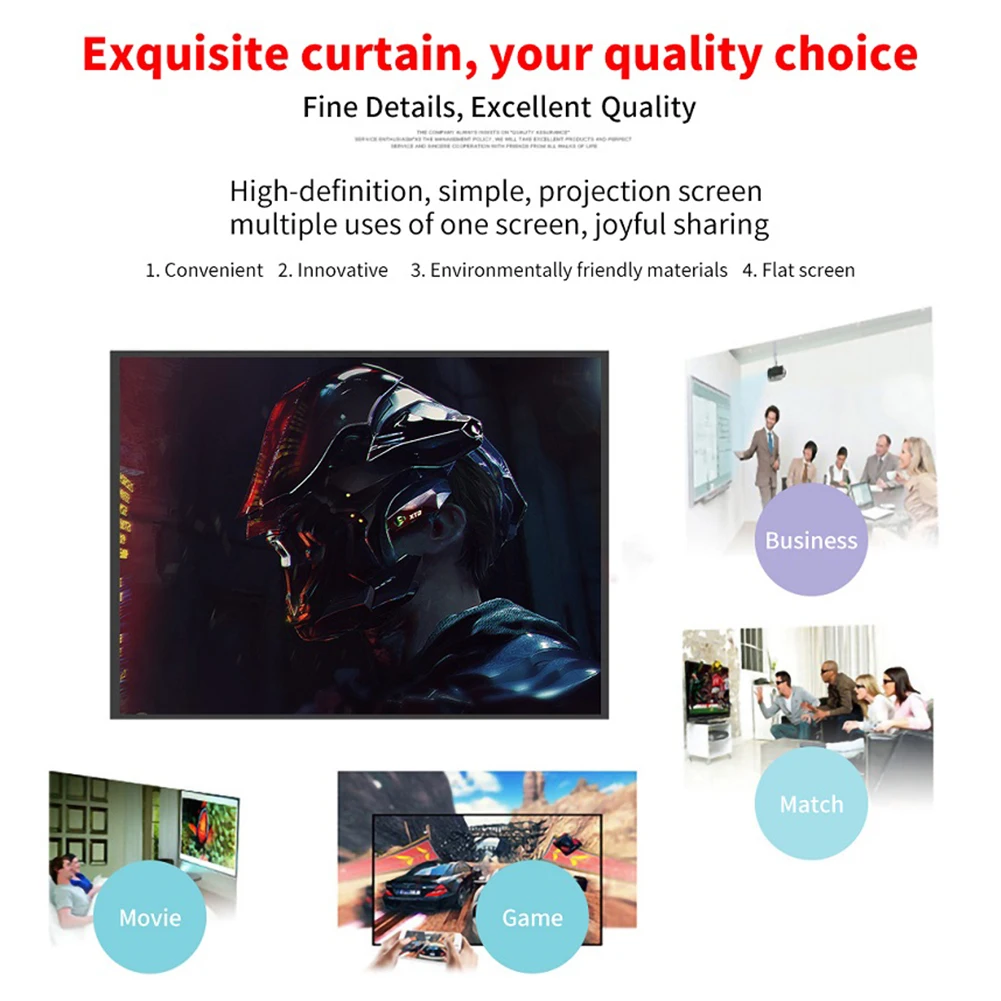 

Portable 16:9 Simple Projector Curtain 60/ 72/ 84/ 100/ 120/ 150 inch HD Display Screen for Home Outdoor Office Video Projection