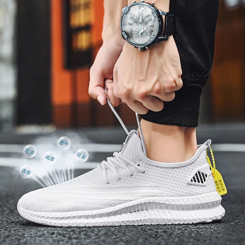 

Designed 2020 Men Casual Shoes Breathable Mesh Sneakers Comfortable Walking Footwear Male Running Sport Shoes WIENJEE Summer New