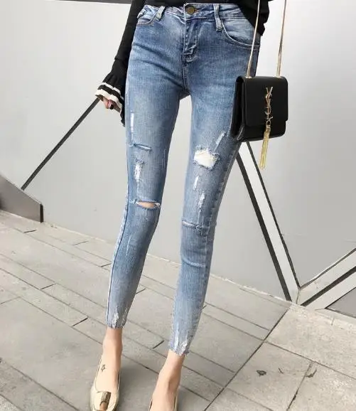 2019 осень лето новые женские джинсы штаны брюки алмазный карандаш LJ55 |