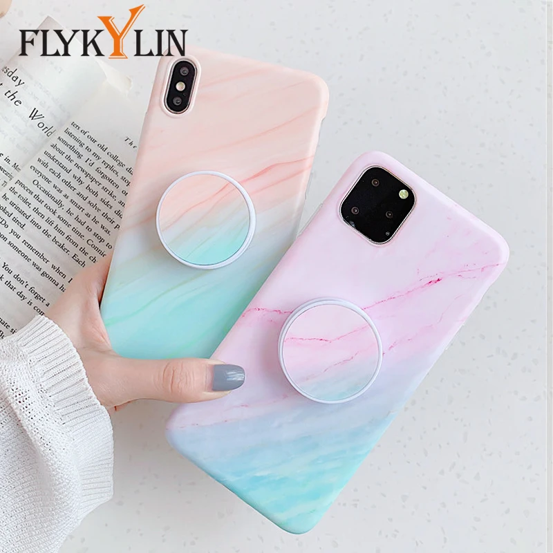 FLYKYLIN Держатель подставка мраморный чехол для iphone 11 Pro Max 6 S X XS XR 7 8 Plus задняя крышка