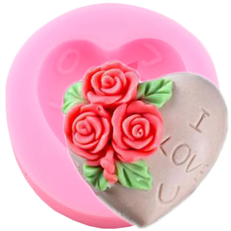 Свадебные любящее сердце Форма с объемными цветами в силиконовые формы торт