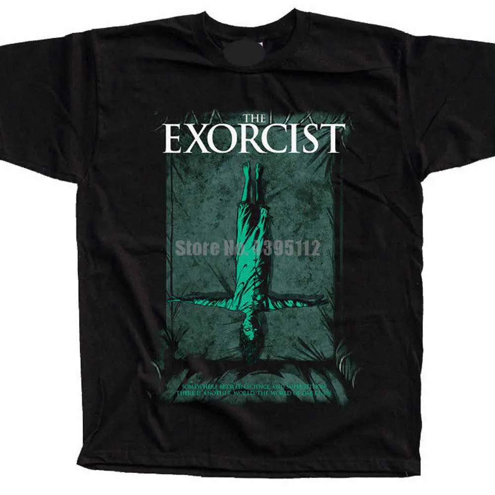 Постер Exorcist W Friedkin Мужская рок-футболка футболки в стиле хип-хоп ужасов футболка
