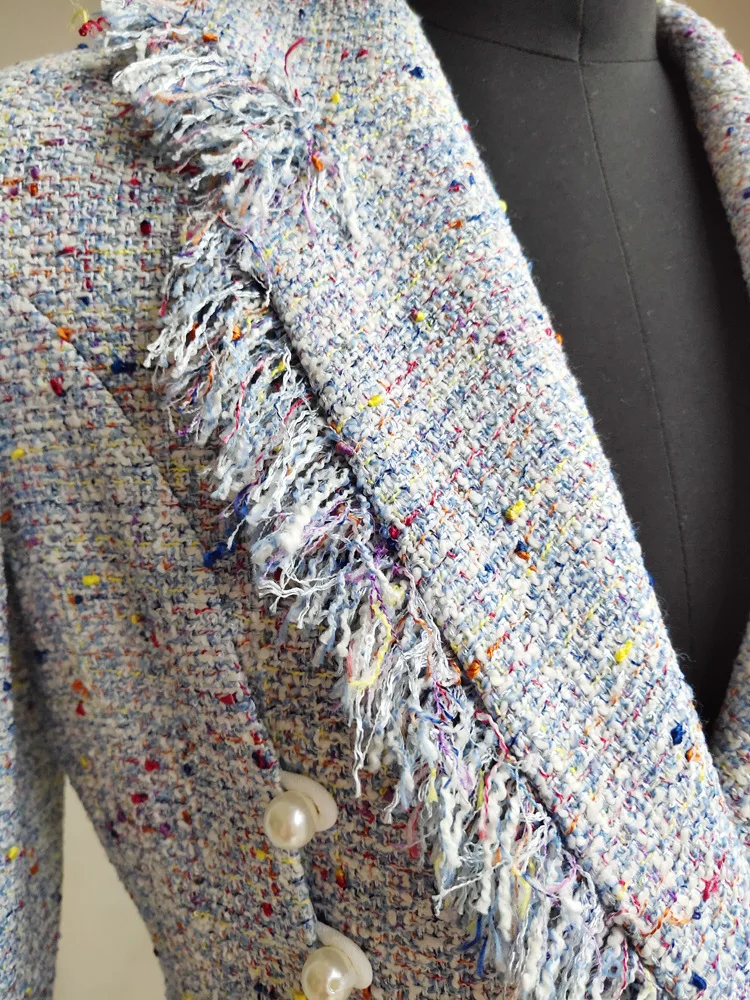 

New Spring Summer Outerwear 2020 Small Fragrance Elegant Famous Suit Collar tweed Short Outerwear Flow Tassel Jacket