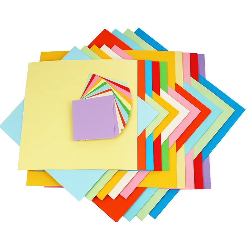 100 Sheets/Set Square Colored Paper Children's Origami Handmade Paper Kindergarten Kids Baby Paper-Cut Material Craft Toys