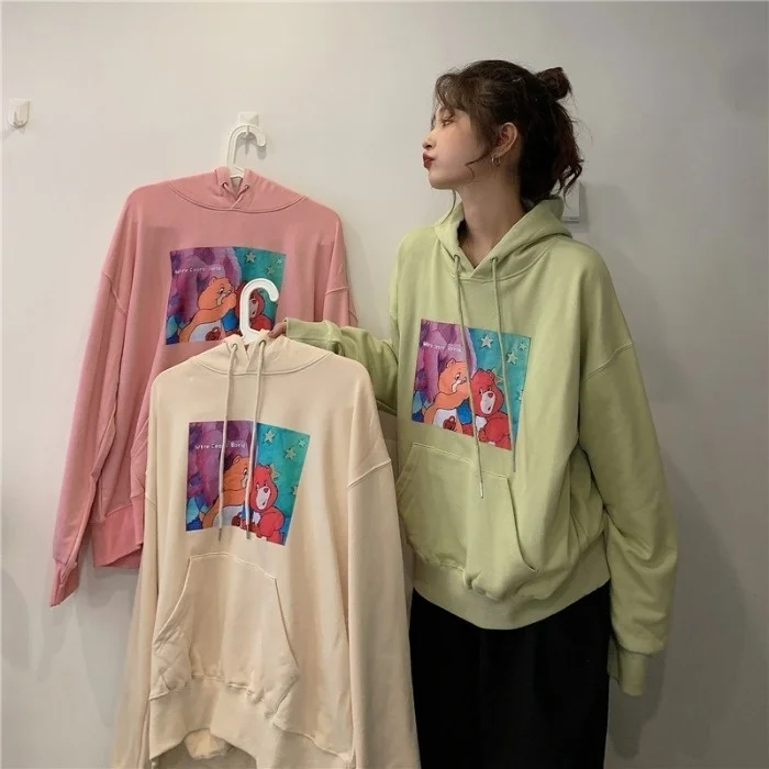 

Реальное фото осенней одежды в Корейском стиле, универсальный тонкий мультяшный принт