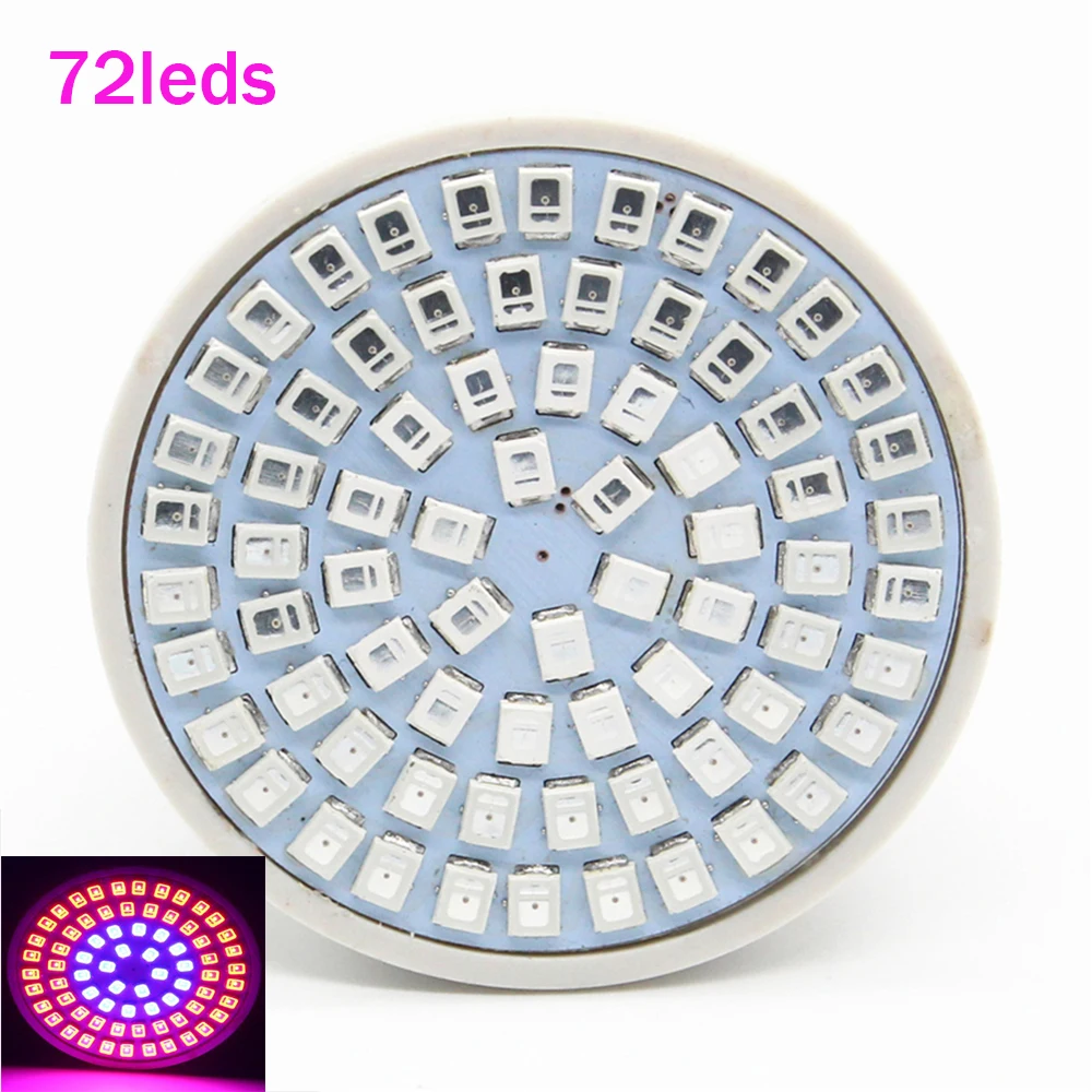 72leds 110V Phytolamp полный спектр 20 Вт светодиодный лампа для выращивания E27 Светодиодный светильник для выращивания растений светильник красно-синие ЖК-индикаторы для растений лампа для роста цветов - Испускаемый цвет: 72leds 110V