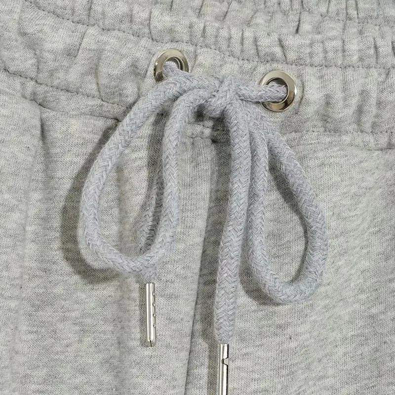 

Artsnie Winter Gray Casual Hole Two Piece Set Women Hooded Long Sleeve Sweatshirts High Waist Wide Leg Pants Tracksuits Outfits