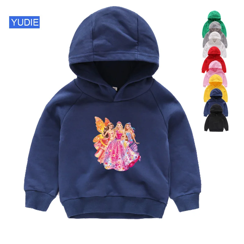 girls Hoodies blue Футболка для девочек; хлопковая одежда для малышей Kawaii; милые топы с короткими рукавами; детские толстовки с капюшоном; Свитшот; teeTops; Модная одежда для малышей - Цвет: girls Hoodies blue