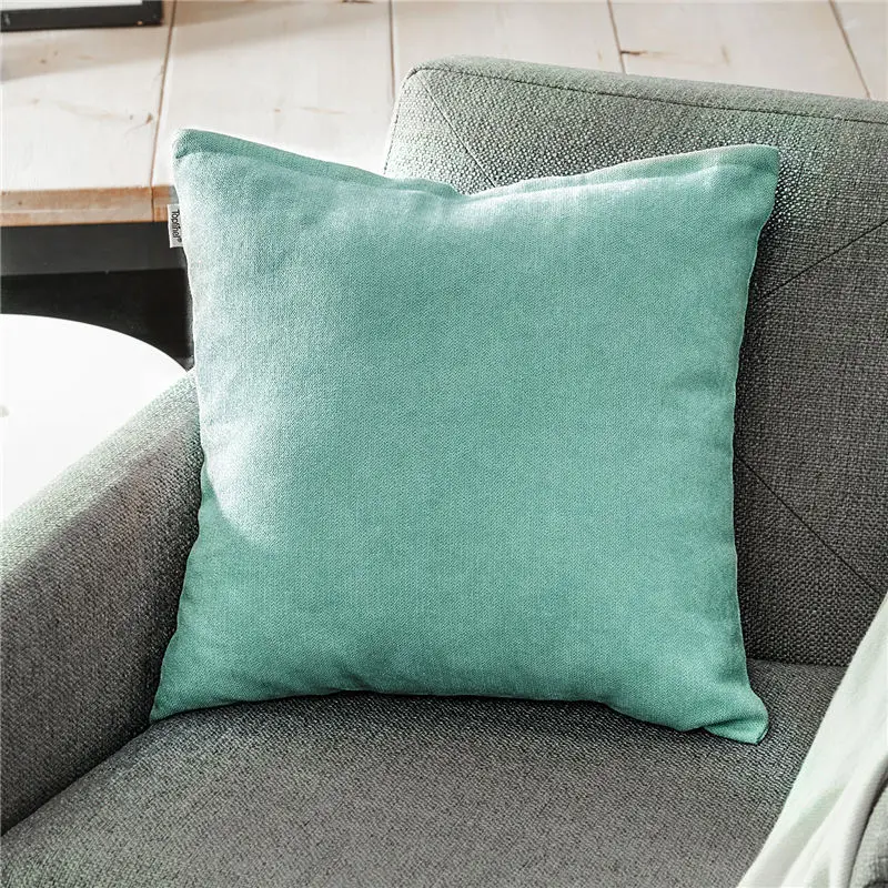 Light Blue Topfinel мягкие синелиные одноцветные наволочки Чехол декоративная на подушку наволочка для мангала диван офис стул 10 цветов высококачественная удобная подушка - Цвет: Light Blue