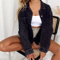 vintage black jackets casual solid single breasted loose women coat fashion wild slim fit long sleeve cardigan jacket for female