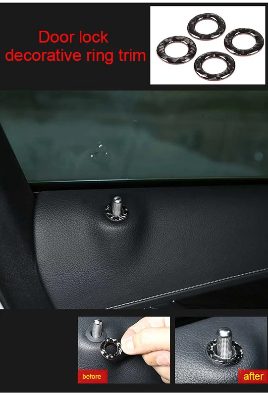

For Benz GLC 2015-2019 carbon fiber Door lock decorative ring trim 4pcs