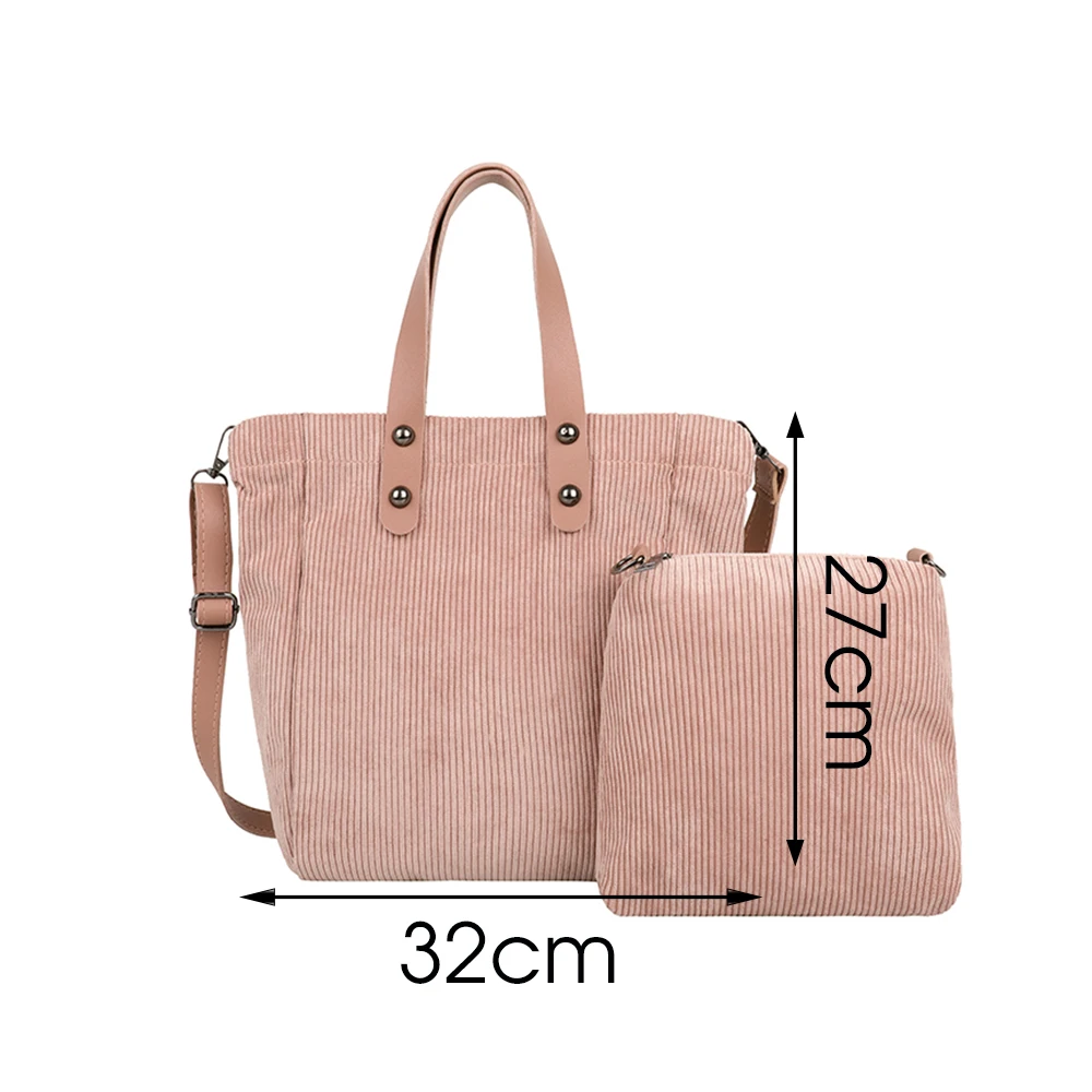 

Simple Style Corduroy Shopping Bag Female Canvas Cloth Shoulder Bag Environmental Storage Handbag Reusable Crossbody Bags