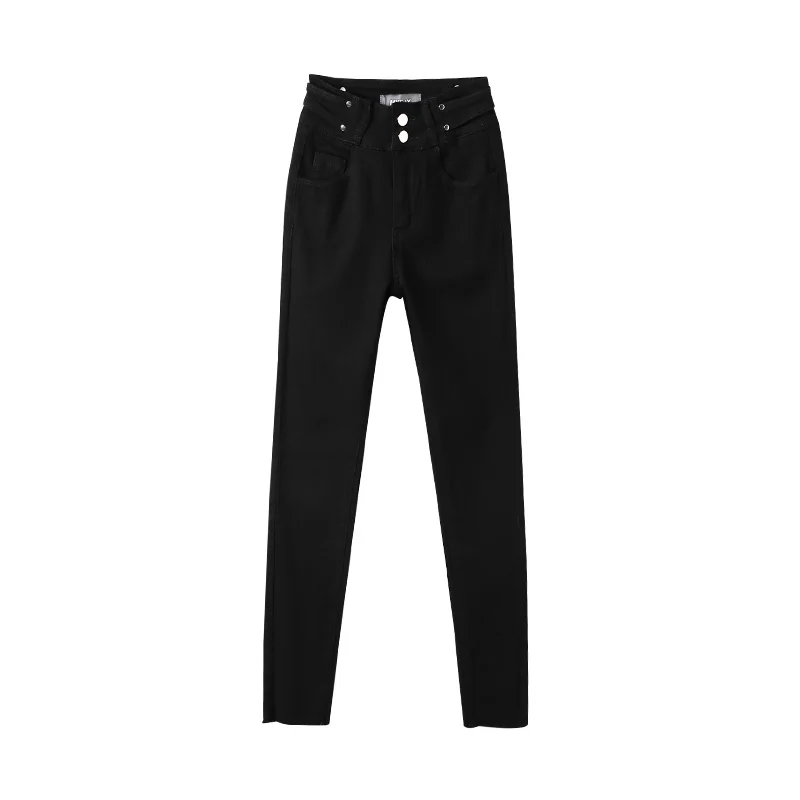 

2021 new spring high waist slim black feet pants fashion all-match tight pencil pants hip jeans women