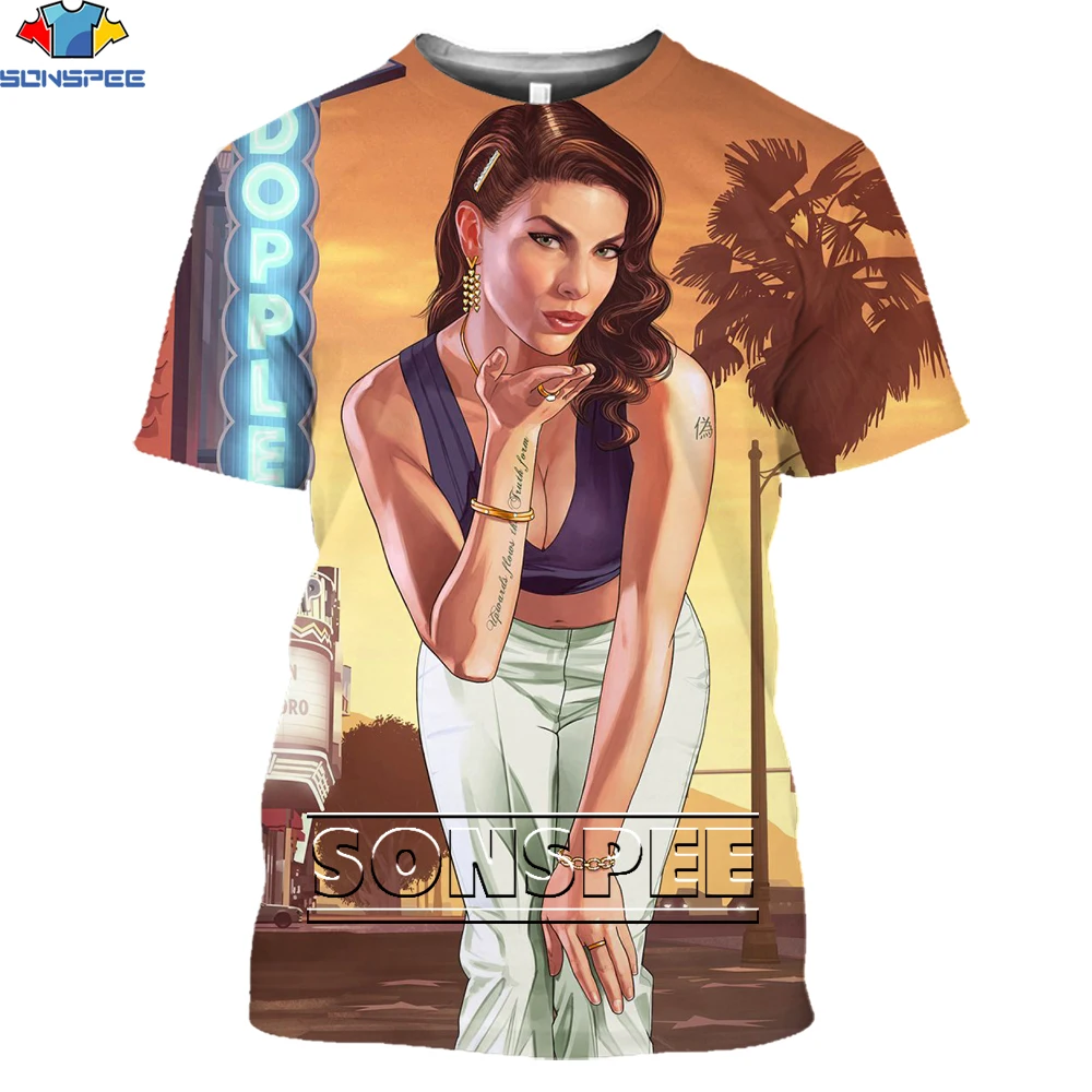 

SONSPEE 2021 Grand Theft Auto Game GTA5 Hip Hop Street Men's T-shirt Summer Casual Fashion Loose Oversized Top Short Sleeve
