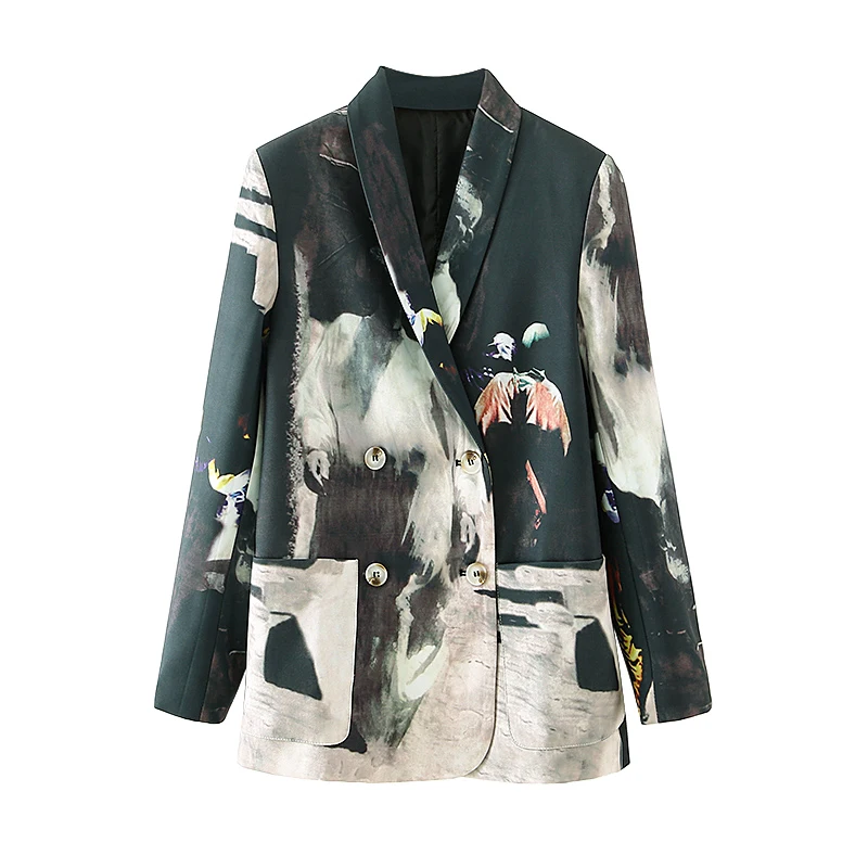 

European and American women's personality pattern back and striped loose short coat design sense small suit women
