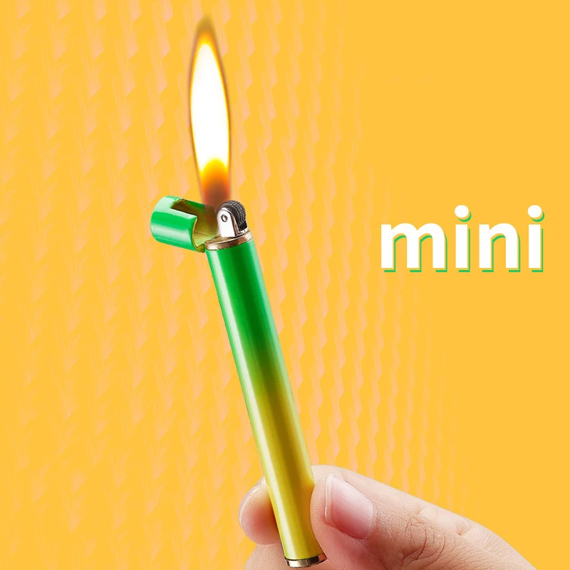 

New Creative Metal Gradient Color Lighter Mini Grinding Wheel Open Flame Cigarette Lighter Can Be Put Into The Cigarette Case
