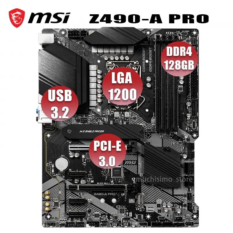 Verkauf 100% Neue Für MSI Z490-A PRO Motherboard LGA 1200 Intel Z490 PCI-E 3,0 M.2 DDR4 128GB Original Desktop ATX Intel Mainboard