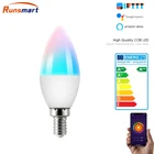 Умная Светодиодная лампа RUNSMART Tuya с поддержкой Wi-Fi, E14, RGB, CW, 3,5 Вт