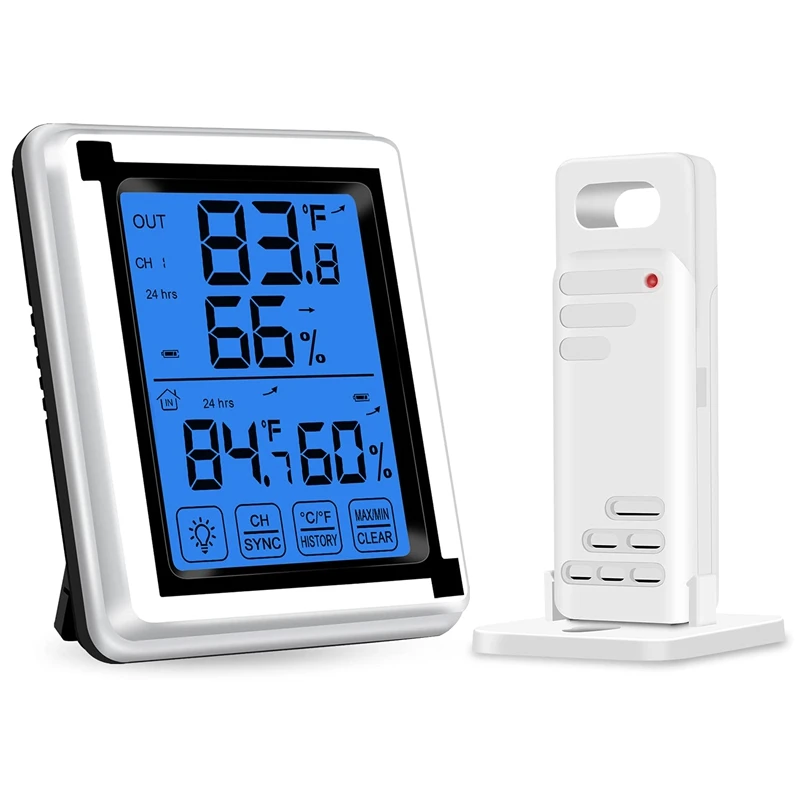 

Hygrometer Humidity Gauge Meter - Wireless Indoor Outdoor Thermometer With 1 Remote Sensor For Greenhouse Nursery Garden