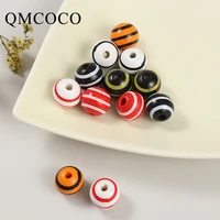 diy 20pcspack colorful striped ronud ball wooden beads custom charm fashion crafts kids toys jewelry bracelet accessories
