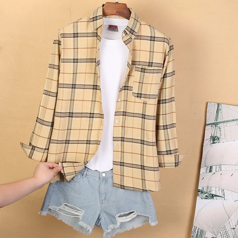 

2020 Autumn Women Blouse Korean Style Loose Plaid Lady's Shirt Long Sleeve Fashion Casual Shirts Tops Blusas Plus Size Blouses