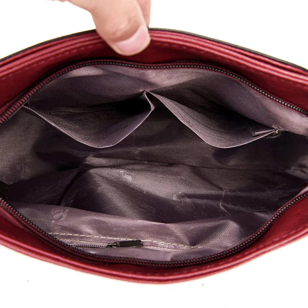 5 # Модные Женские однотонные кожаные сумки через плечо сумка мессенджер высокого