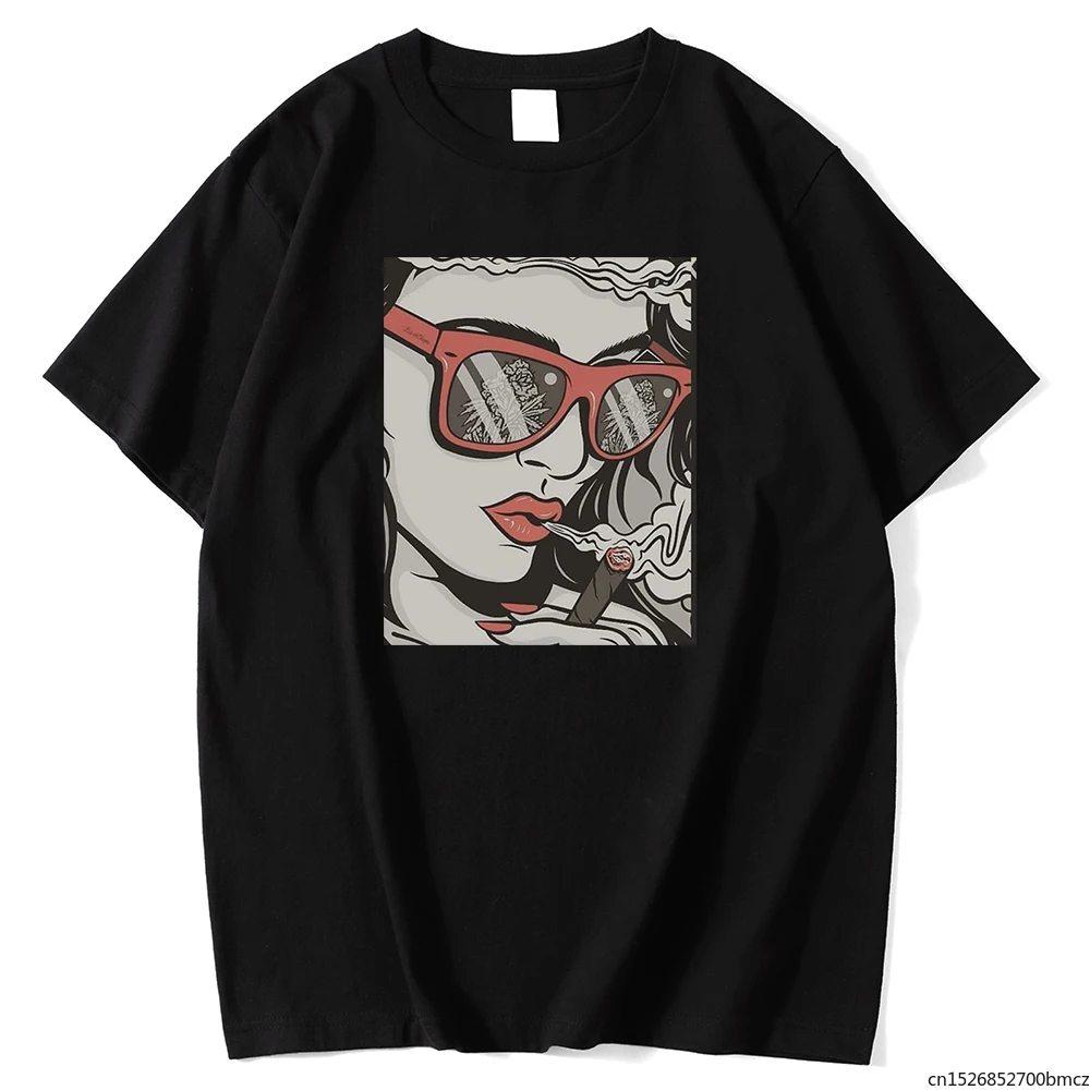 

Smoking Sexy WoWomen Watching Flower Printed Women's T-Shirt Cool Breathable T-Shirts Soft O-Neck WoWomen Top